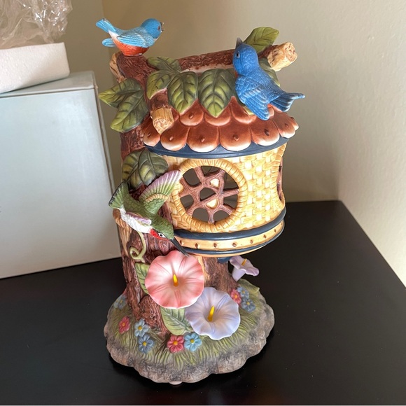 PARTYLITE Porcelain Tealight Candle Holder Tree Top Inn Bird Birdhouse NEW BOX - Picture 2 of 11